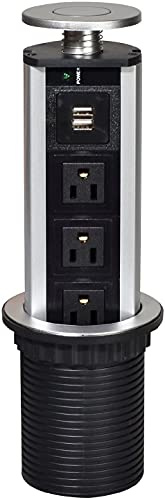 Retractable -Up Power Socket 3 US Plug and 2 USB Charging Ports, Electric Socket for Table Pulling Up/Outlet Desktop Worktop, Multi-functional for Office Home, Meeting Room