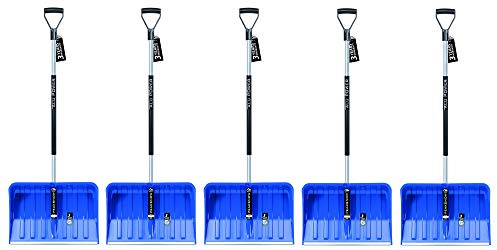 5 x pala da neve con impugnatura ergonomica - Pala da neve per piccole e grandi quantità di neve - lama in plastica, bordo in alluminio, manico in alluminio