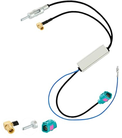 Vecys DAB FM Antenna Splitter Car Antenna Amplifier SMB Female DIN Male to Fakra Z Adapter Converter Compatible with AM FM DAB + Alpine Car Radio Antenna