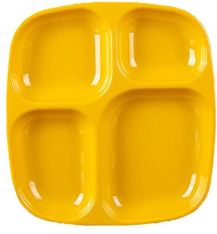 SEIWEI Quadratische Abschnitte geteilt Platte 4 Fach, Küche Esstisch Tablett Lunch Box Kantine Abendessen Snack Teller