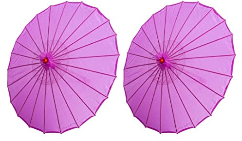 THY COLLECTIBLES Set of 2 Kid's Size 22 Japanese Chinese Umbrella Parasol for Wedding Parties, Photography, Costumes, Cosplay, Decoration and Other Events (Purple)