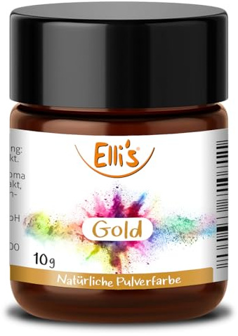 Pulver Lebensmittelfarbe Gold - Vegan und 100% natürlich, für Backwaren und Süßspeisen, universell für Lebensmittel einsetzbar, auch zum Färben von Flüssigkeiten