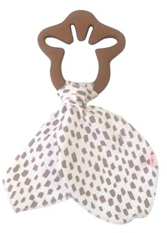 Kikadu Gummi-Beißring Giraffe mit gepunktetem Handtuch