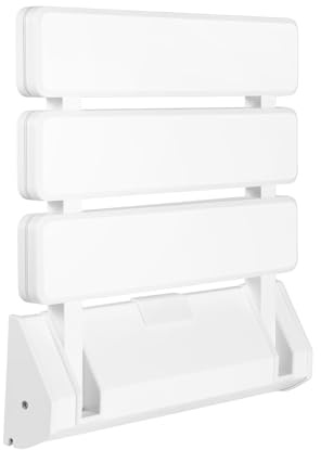 Wandklappbarer Duschsitz in Weiß Klappbarer Duschsitz, Max. Belastung 130 KG Wandmontierter Duschhocker Klappbarer Hocker, 36 × 33 × 5 cm