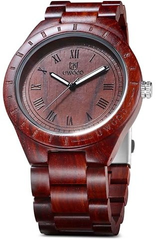 dirocoro Herrenuhr aus Holz Lässig Mode Herren Armbanduhr Leicht Klassische Herrenuhr Naturholz Armbanduhr Quarzarmbanduhr Neu Vintage Geschäft Herren Armbanduhr Leuchtendes Display