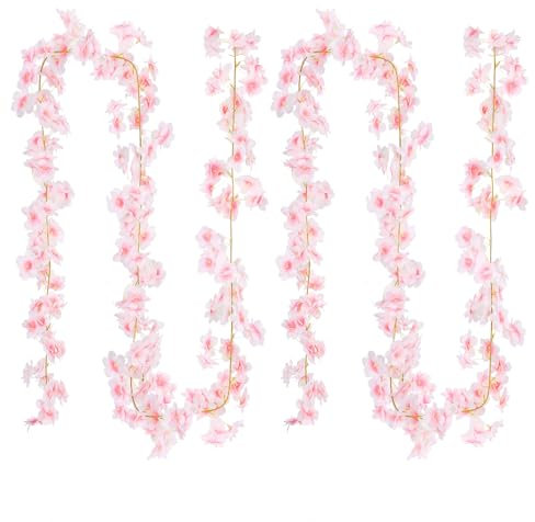 2 Stück Kirschblüten Girlande, Hochzeit Deko, Rosa Party (Hellrosa, 3,6M)