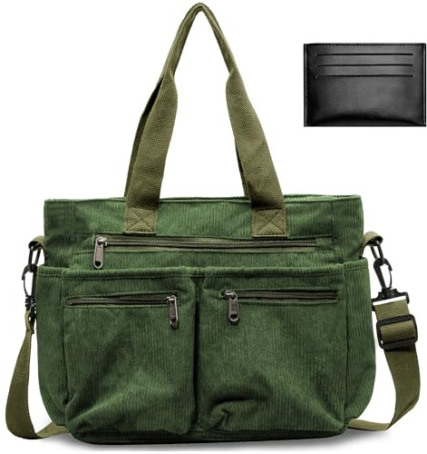 Hoseay Sac a Main Femme Velours Côtelé Sac Bandoulière Multipoches | Sac Cabas Femme, Grande Capacité Sac, Fourre Tout, Femme Tote Bag, Travail École Voyage Shopping Streetwear