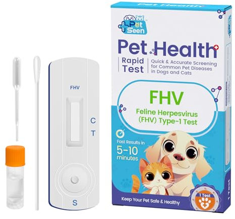 Accufast Gesundheitstestkit für Haustiere – (FHV) Test auf Felines Herpesvirus Typ 1 – 9 Krankheitstests für Hunde und Katzen | Schnelle, genaue Erkennung häufiger Haustierkrankheiten