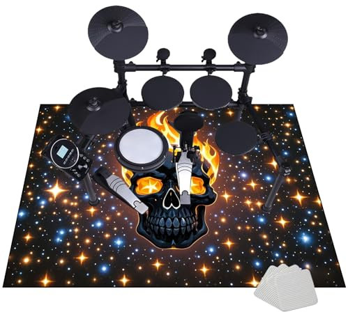 Professioneller Schlagzeugteppich, Schallschutz Teppichmatte, Trommel Teppich rutschfeste 110 x 80 cm, Drum Teppich Schlagzeug Teppich, Quadratische Schallschutzdecke für E-Drum-Kits Bass Drum Snare