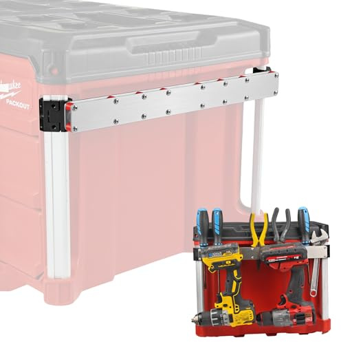 BPOPO Power Drill Holder Fits for Milwaukee Packout Toolbox,Tape Measure Tool Holder,Hanging Screwdrivers, Wrenches on The Side for Packout Toolbox Organizer