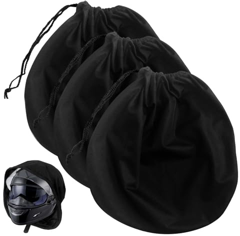 DONOONIS 3 Stück Helmtasche Reithelm,Helmtaschen 46 x 44 cm,Motorradhelm Helmbeutel mit Kordelzug,Universal Helmtasche Tragetasche für Motorradhelm,Fahrradhelme,Skihelme, Fitness, Outdoor (Schwarz)