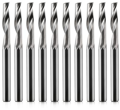 EU_HOZLY - Fresa de 3,175 mm, vástago único, ranura CNC, para mango de aluminio de 3,175 mm, longitud de corte de 15 mm, longitud total de 38 mm, fresadora CNC de aluminio, fresadora CNC, 10 unidades