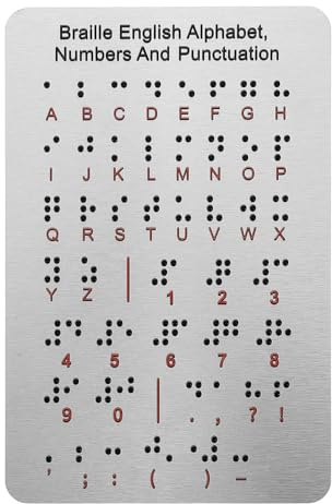 Laroal Tavola dell'alfabeto Braille con Punti in Rilievo, Numeri e punteggiatura, apprendimento del Braille per Principianti