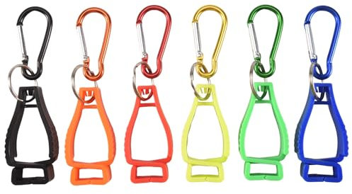 JANZU 6Pcs Glove Clips for Work Glove Holders Glove Belt Clip with Metal Carabiners for Construction Worker Guard Labor