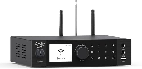 Arylic A100 Wireless Full Digital HiFi Amplifier with FM Radio, 100W×2 WiFi & Bluetooth Audio Receiver, Supports AirPlay, Spotify Connect,Multiroom, Ideal for KTV, Home Theater, and Broadcasting.