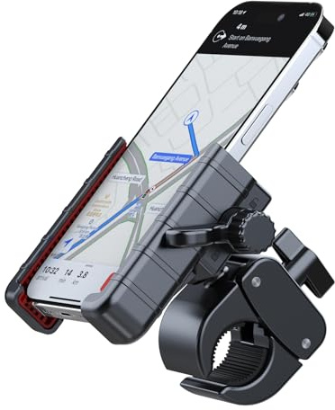 Cykel telefonhållare fäste, cykel motorcykel styre telefonmontering klämma ATV Scooter telefonklämma med en hand användning för iPhone Samsung 4,5–7 tum smartphone, 360° rotation