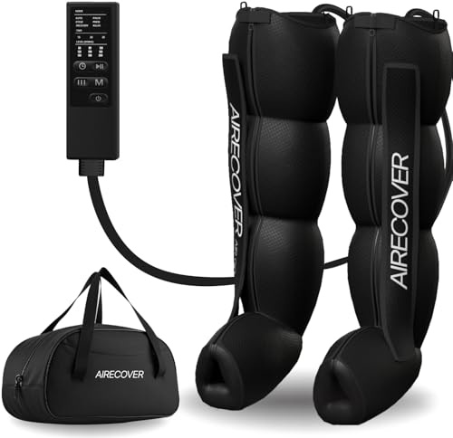 Pressoterapia a casa, massaggiatore per gambe e piedi stanchi per migliorare la circolazione, recupero muscolare, drenaggio linfatico, portatile con borsa (M:170-182cm)