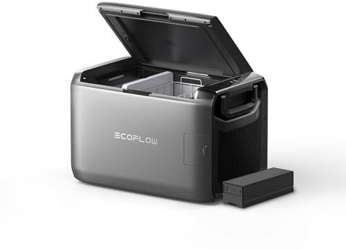 EF ECOFLOW GLACIER Classic 55L frigorifero congelatore portatile a 2 zone con batteria 298 Wh, raffreddamento autonomo 39 h, ricarica via CA, solare e auto per campeggio, viaggi, camper