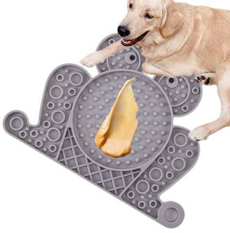 Silikon slickmatta för hund, silikon sugkoppar matare matta form | långsam matare sensorisk slickbar interaktiv tallriksbricka, inomhus utomhus mental stimulering lugnande