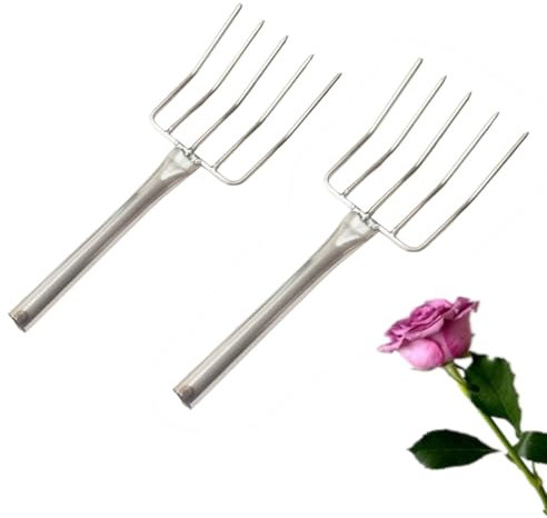 2 Stück Sprossengabel – Edelstahl Kartoffelgabel, Grabegabel für Gartenarbeit, Pflanzgabel, Unkrautgabel, Handgabel für Beet, Kompost & Boden