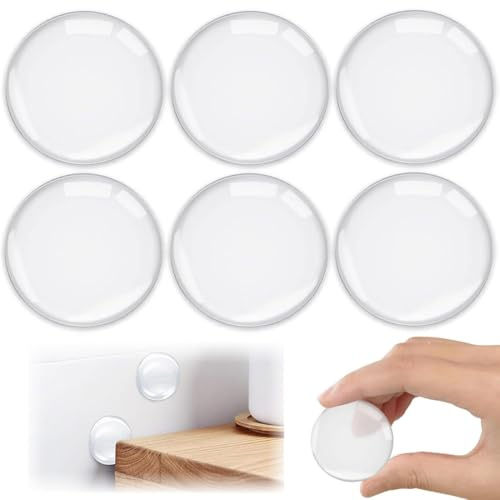 Fermaporta Maniglia a Muro, 6 Pezzi 40x8mm Fermaporta Paraurti da Parete, Fermaporta Maniglia Trasparenti Rotondi in Gomma