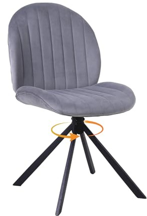 Relbiety 1 Sedia Girevole a 360° Piccola Sedia da Ufficio senza Rotelle,Sedie da sala da pranzo in Velluto con Gambe in Metallo per Camera da Letto,Soggiorno,Studio domestico,Grigio Scuro