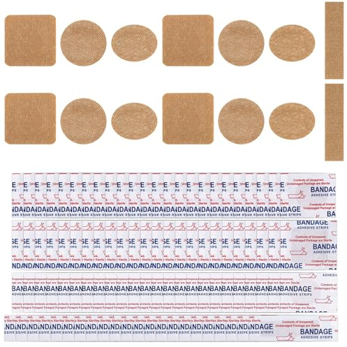 200pcs Small Round Circle Dot Plasters for Wounds, 4 Styles Mini OvalFlexible Tiny Square Adhesive Bandage for Hiding Skin Nose Hands Face Spots Ideal First Supplie (4 Sizes)