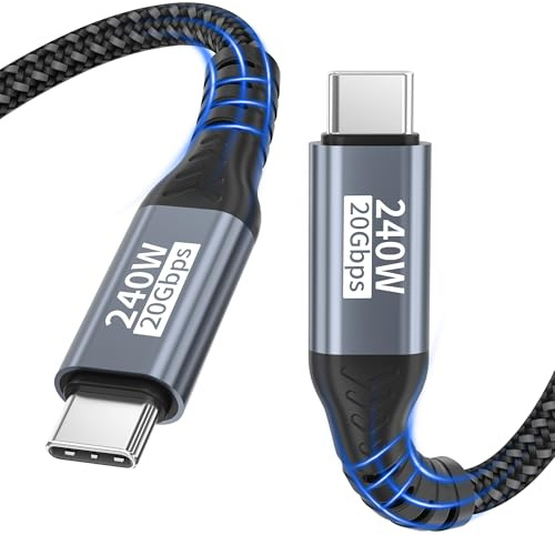 lalasis Cable de datos USB-C,cable USB-C de 2m,20 Gbps USB 3.2 Gen2x2,carga de 240W,cable de vídeo 5K@60 Hz/4K@144 Hz PD3.1 para iPhone 17 Pro Max/Plus/Pro/iPhone 16/15/MacBook Pro/iPad Pro,PSSD