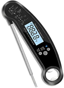 Fleischthermometer Digital, Thermometer Kochen, ±0,5°c Genauigkeit, Ip65 Wasserdicht, Küchenthermometer Mit 110mm Externe Lange Sonde, Für Braten, BBQ, Küche, Ofen, Backen(Schwarz)
