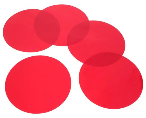 ASAKKURA Lot de 5 Feuilles Autocollantes de Correction de Lumière Chaude 10 Cm, Film Diffuseur Pet Transparent pour Éclairage D’Ambiance, Filtre Rond Rouge pour Spots et Lampes