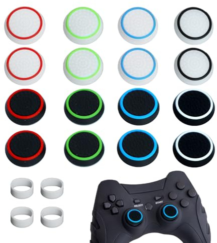 20Pcs Controller Thumb Grips Set with Precision Rings,Thumb Stick Grip Cover,Joystick Button Caps Controller Assist Compatible for PS4/PS5