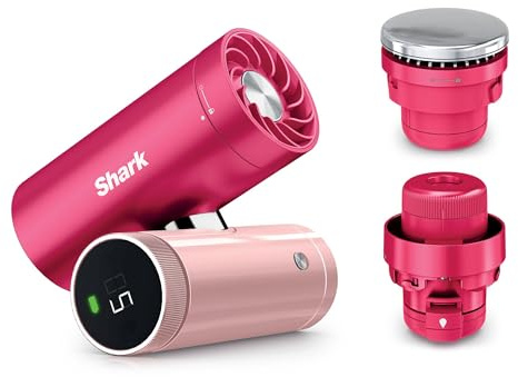 Shark ChillPill 3-in-1-Hochgeschwindigkeits-Handventilator, FA022EUPK | Sprühnebel- und InstaChill-System, mit 3 Kühlaufsätzen, reisefreundliches Design, Dragon Fruit