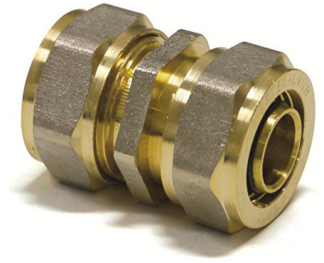 Pipetec Schraubfitting Kupplung Übergang 16x2 mm Verbinder für Mehrschicht-Verbundrohr, DVGW, UBA-konform, bis max.100°C