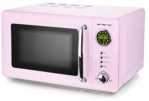 Rosa/Pink 700 Watt Mikrowelle 20 Liter Garraum Drehteller Retro Design Emerio MW-112141.1 Mikrowellen-Gerät