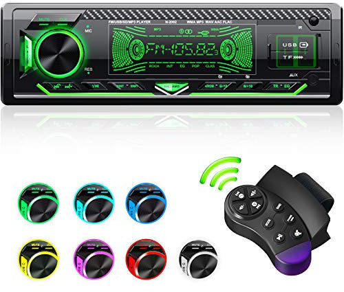 CENXINY Autoradio Bluetooth Vivavoce,1 Din Universale Autoradio Microfono Integrato Bluetooth 5.0, Ricevitore Autoradio 4X65W, Lettore Multimediale USB/TF/FM/AUX/WMA/WAV/MP3 con 7 Luci Colorate