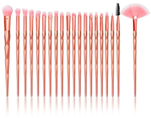20 Stück Professionelles Kosmetik Pinsel Set mit Foundation, Lidschatten, Augenbrauen, Rouge und Concealer Pinsel