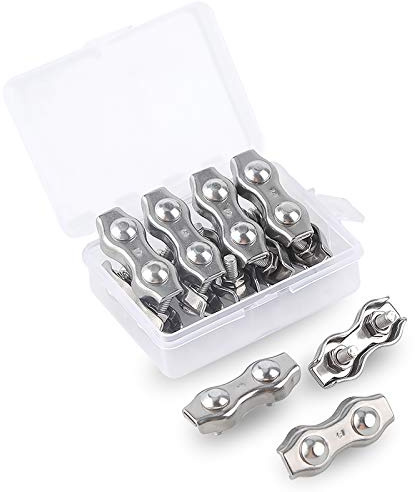 Rybtd 12 Piezas M3 Abrazadera De Cable Dúplex Abrazadera Dúplex Conector De Cable Clip De Cable De Acero Inoxidable Para Cable De Kit de Suspensión de Cuerda