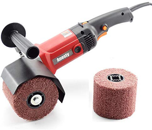 Anesty - Máquina pulidora eléctrica de pulido, lijadora de tambor eléctrica, herramienta pulidora con 2 ruedas de nailon para pulido de metal y acero inoxidable