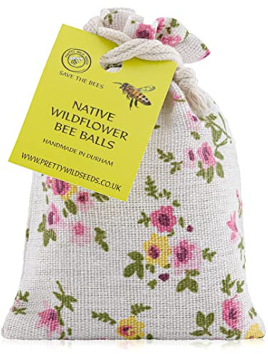 Native Wildflower Bee Balls Seed Bombs in Floral Sack Handmade with Clay & Seeds to Save The Bees