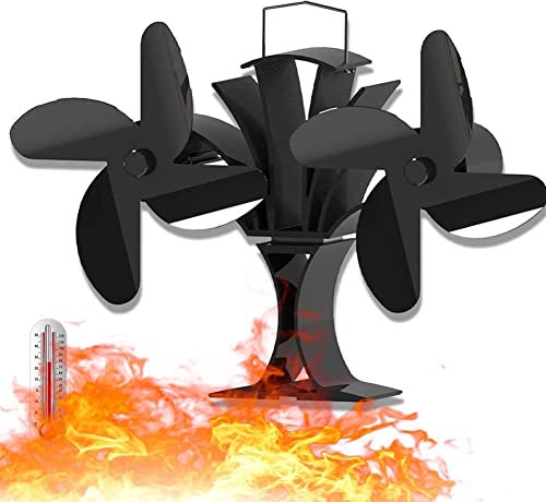 2021 Verbesserte Holzofen Fan, Wärme Powered Fan Double Head 8 Blades leise und energiesparende Kamin Fan Stove Top Fan perfekt for Log-Brenner / Holzofen Herd Heim Innen wärmende Winter