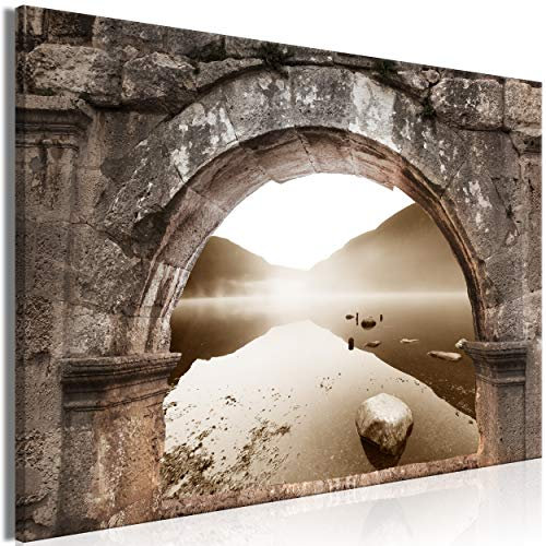 decomonkey Akustikbild Landschaft 120x80 cm 1 Teilig Leinwand Modern Bilder Wandbilder XXL Schallschlucker Schallschutz Akustikdämmung Wandbild Deko Leise Fensterblick Natur