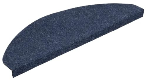 vidaXL Alfombrilla Autoadhesiva de Escalera 15 uds, Alfombra Antideslizante de Escalera, Protector de Peldaño, Tela Azul 65x22,5x3,5 cm