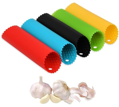 ZHjuju Knoblauchschäler aus Silikon,5 Stück Silikon Knoblauchschäler Easy Roller Knoblauch Sparschäler Silikon Knoblauch Schäler Knoblauchroller für Knoblauchpresse Gemüseschäler Küchenwerkzeuge