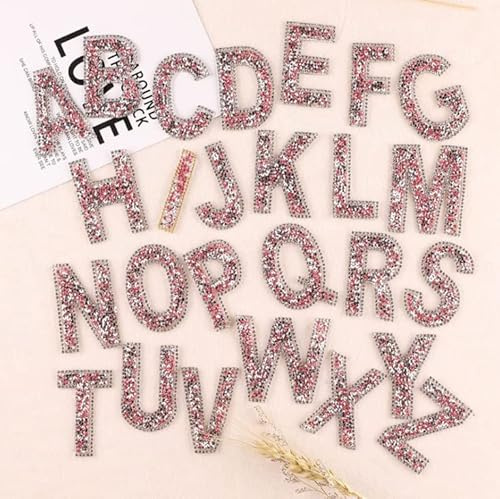 26 glitzernde Sticker mit Strass-Alphabetbuchstaben ABC von A bis Z, für DIY-Material (rosa)