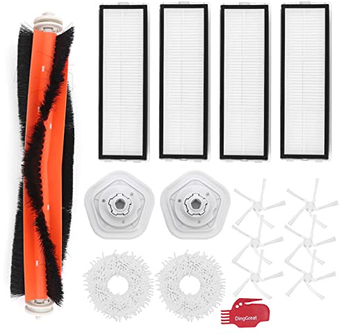 DingGreat Kit d'accessoires pour Dreame W10 / W10 Pro Robot Aspirateur - 1Brosse Principale, 6Brosses Latérales, 4Filtres HEPA, 2Chiffons de Serpillière, 2Support de chiffon, 1Brosse de nettoyage