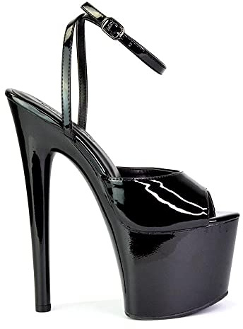 ESSEX GLAM Womens Sky High Platform Heels Ladies Stiletto Strappy Ankle Strap Peep Toe Shoes Size 3-8
