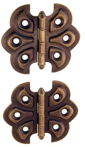 Van Dyke's Restorers Classic Surface Mount Steel Ornamental Butterfly Hinge, 2 1/4, Antique Brass