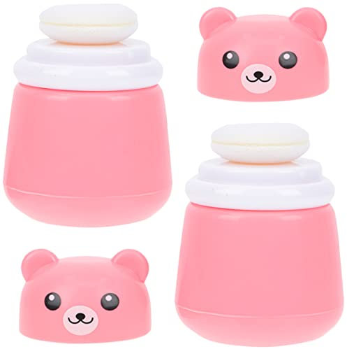 FOMIYES 2 Stücke Körper Puder Box Make-Up Puderquaste Lose Puderquaste Box Leere Puderquaste Halter Leere Puderdose Cartoon Puderquaste Hülle Puderbehälter Mit Puff Schöne Puderquaste