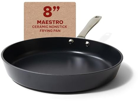 Alva Maestro 8” Non-Toxic Ceramic Nonstick Frying Pan – Oven & Induction Safe Skillet for Healthy Cooking – Sustainable, No PFAS/PTFE, Easy-to-Clean, Even Heat Distribution, Toxin-Free Cookware