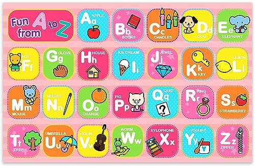 MAX SOLUTIONS Pädagogisches A bis Z Vorschulposter ABC Alphabet Poster für Kleinkinder und Kinder, Kindergarten, Zuhause, Schule, Kindergarten, Klassenzimmer (Medium (42 x 27 cm)